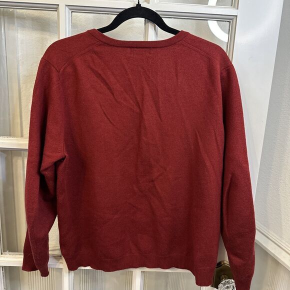 Brooks Brothers 346 Sweater Mens Size Medium M Wool Blend Red V-Neck Pullover - Picture 8 of 13